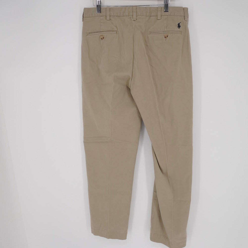 VTG Polo Ralph Lauren Ethan Pleated Chinos Mens35 Tan 100% Cotton 90s Classic - Picture 2 of 16